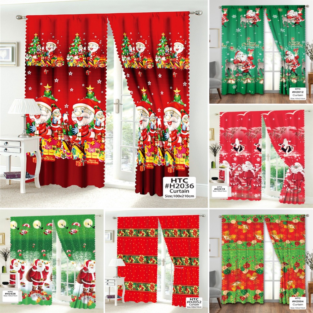 98K Christmas Design Curtain for window 100*210CM Christmas Door ...