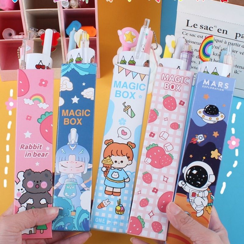 Set of 5 Magic Box School SuppliesPiece (2 pens + 2 nibs + sticker