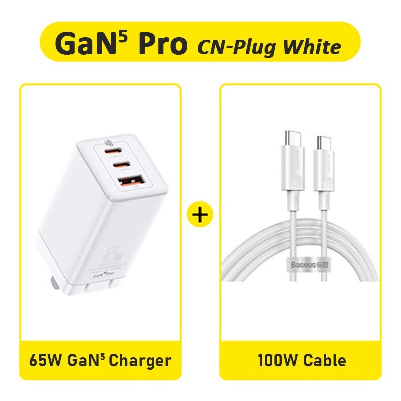 Baseus 65W GaN5 USB Type C Charger 2C+U Upgraded Phone Adapter Charger For  iPhone 14 13 With PD Fast Charging