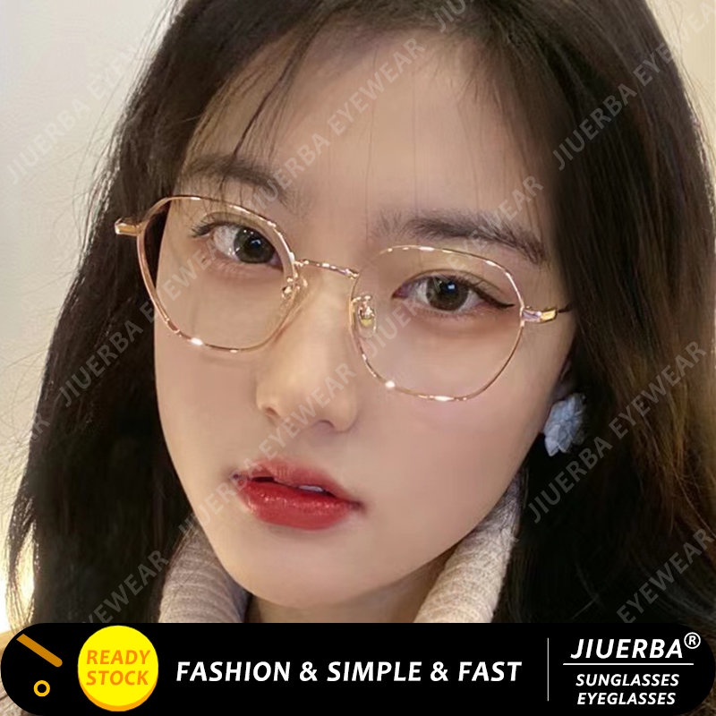 Jiuerba Korean Fashion Metal Round Frame Anti Blue Light Eyeglasses