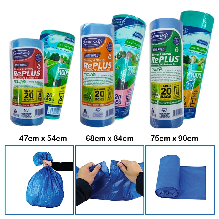 BBD (S/M/L) SEKOPLAS Replus Mini Garbage Bag Roll 20 Pcs Eco Friendly ...
