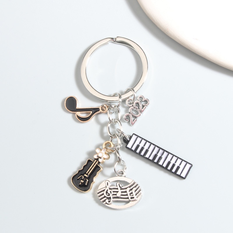Music Keychain Notes Keyboard Guitar Score Piano Key Ring Pianist