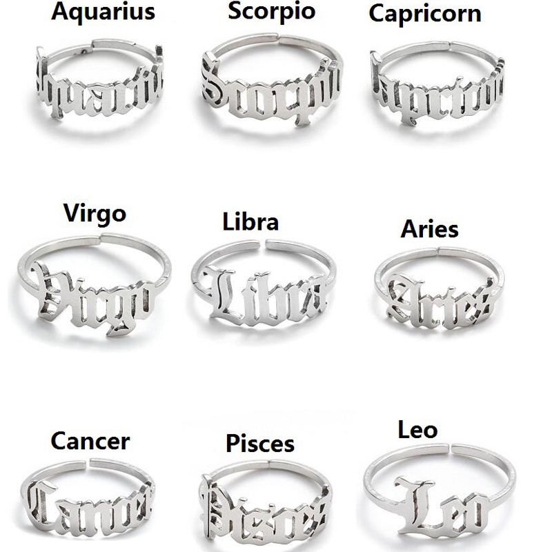 Twelve Constellation Zodiac Sign Finger Rings for Women Silver ...