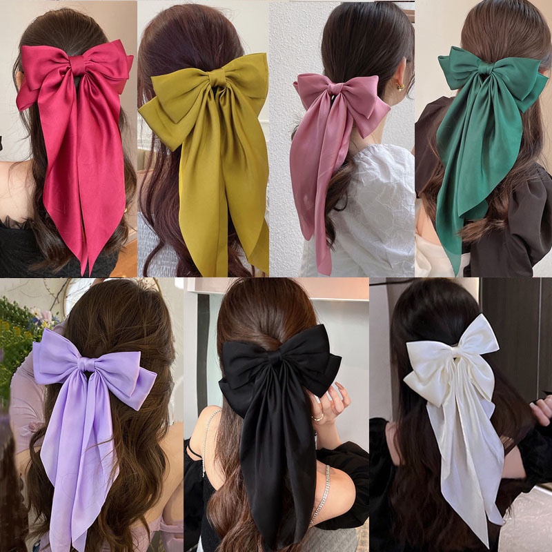 Korean Big Bow Ribbon Hair Clip Elegant Women Hairpin Hair Accessories ...