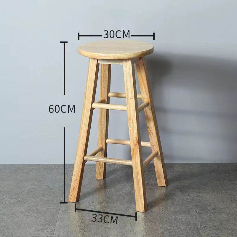 Nordic Bar Stool Chair Solid Wood Home Store High Round Dining Chairs