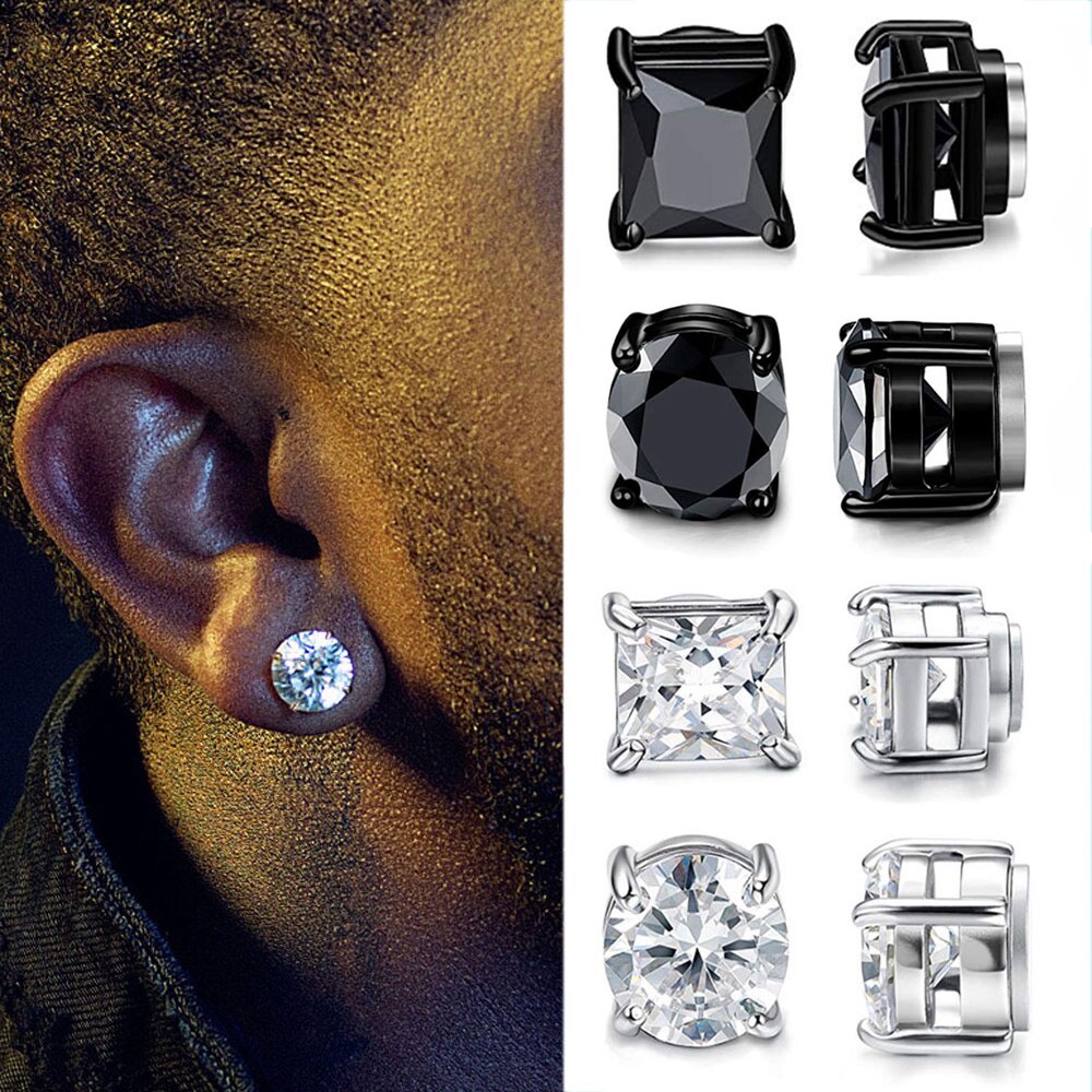 2Pcs Punk Mens Strong Magnet Magnetic Ear Stud Set Non Piercing ...