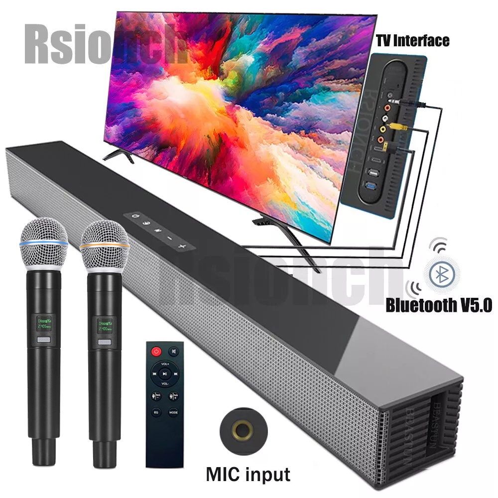 Soundbar store with microphone