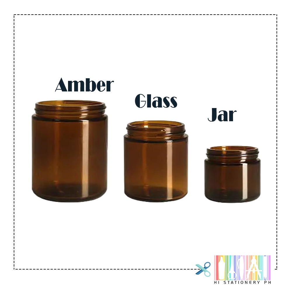Straight Amber Glass Jars 100ml, 250ml Container Vessel w/ Black PLASTIC Lids Cover 1pc