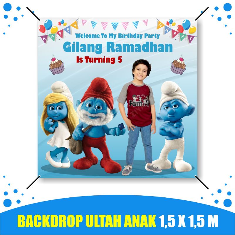 Smurf Theme Kids Birthday Backdrop/Smurf Backdrop | Shopee Philippines