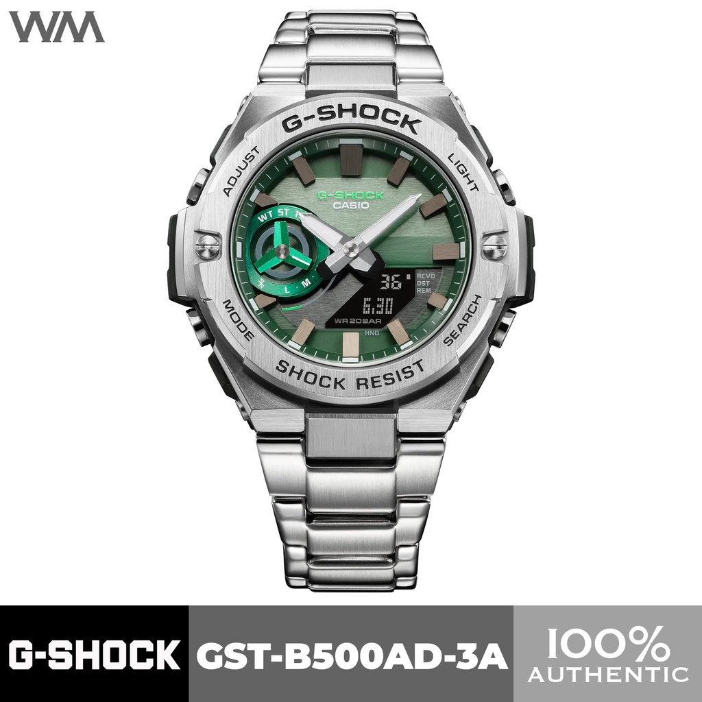 Casio G-SHOCK G-STEEL GST-B500 Series Green Solar Stainless Steel ...