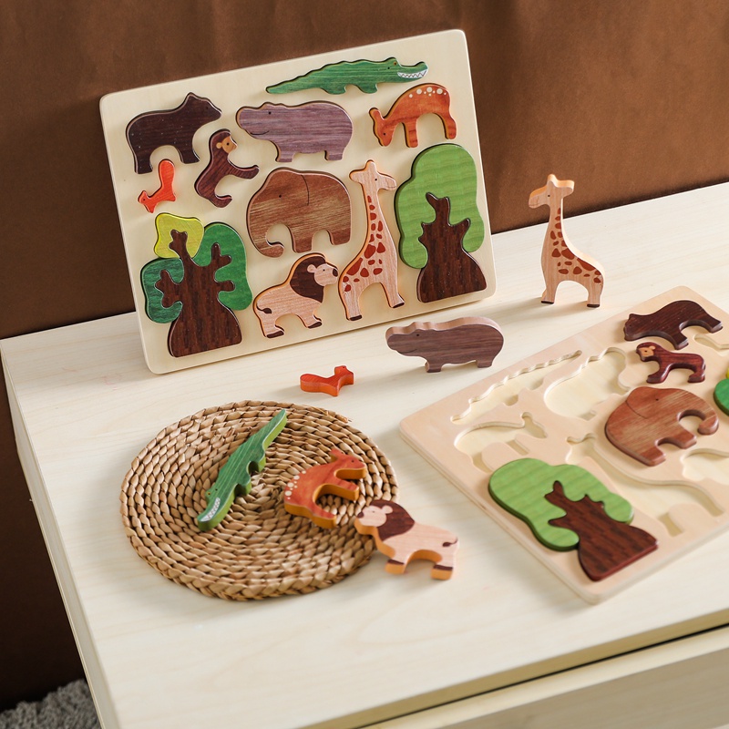 MAMIMAMIHOME Baby Forest Animals Wooden Puzzle Cognition Children's ...