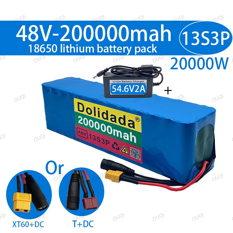 48v lithiumbatterij, 13S3P 20000 mah, lithium-ion accu, accu voor elektrische scooters T plug