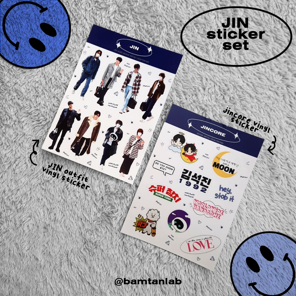 Jin BTS STICKER SET/JIN OUTFIT & JINCORE VINYL STICKER | Shopee Philippines