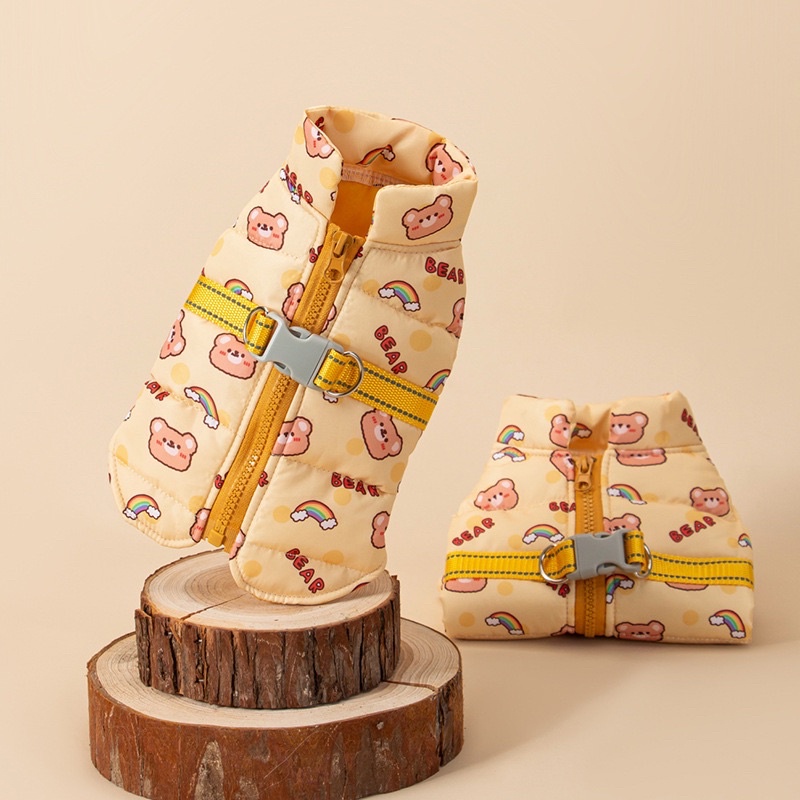 Brown Bear Life Jacket with Harness for Autumn and Winter for Dogs and