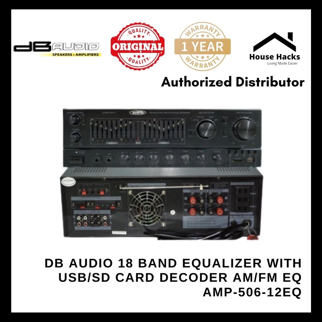 DB Audio 18 Band Equalizer With USB/SD Card Decoder AM/FM EQ AMP-506 ...