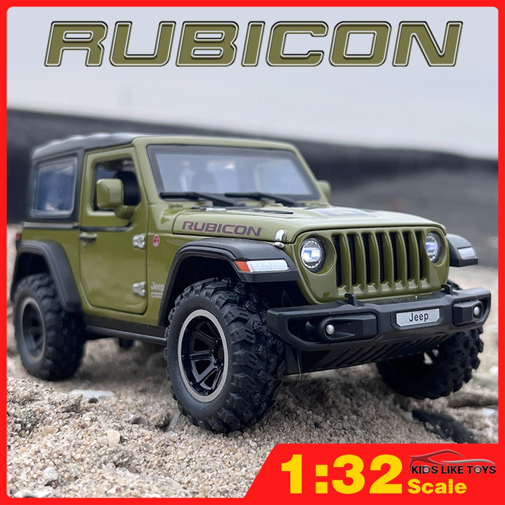 Modèle Réduit Jeep Wrangler Rubicon 1941 1:32 - Alliage Avec Effets Sonores Et Lumineux - Jouet Neuf