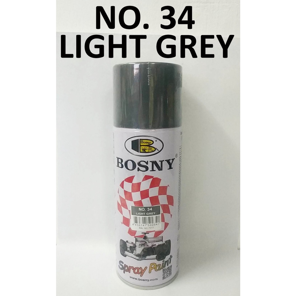BOSNY SPRAY PAINT NO. 34 LIGHT GREY OR LIGHT GRAY ( 300 GRAMS PER CAN
