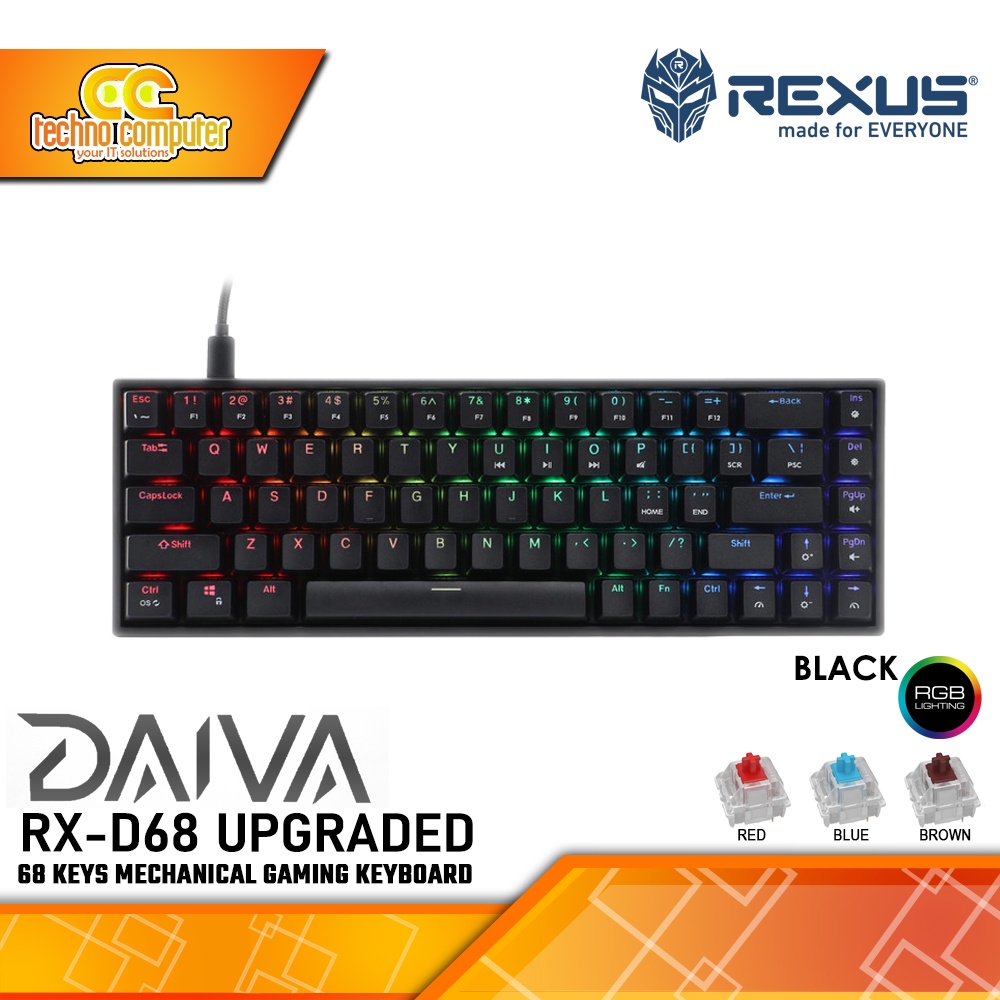 Rexus DAIVA RX-D68 Black Upgraded RGB Mechanical - Gaming Keyboard ...