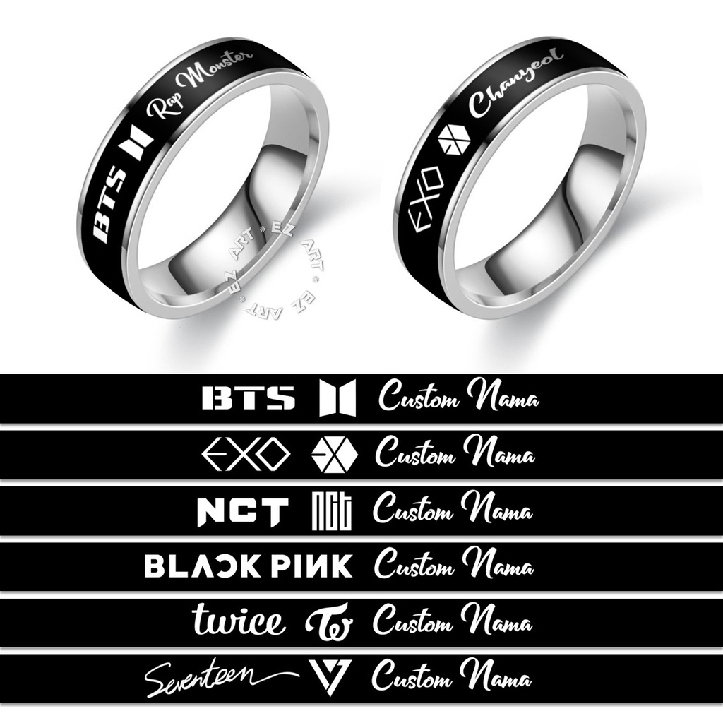 Custom RING NAME WRITING LOGO BAND KPOP KOREA STAINLESS STEEL ANTI RUST ...