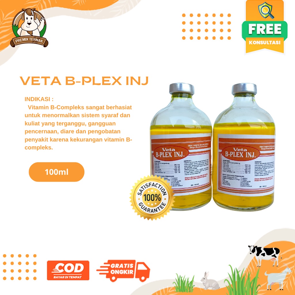 Vitamin B Complex VETA B PLEX INJ 100ML Vitamin B Complex Cow Goat