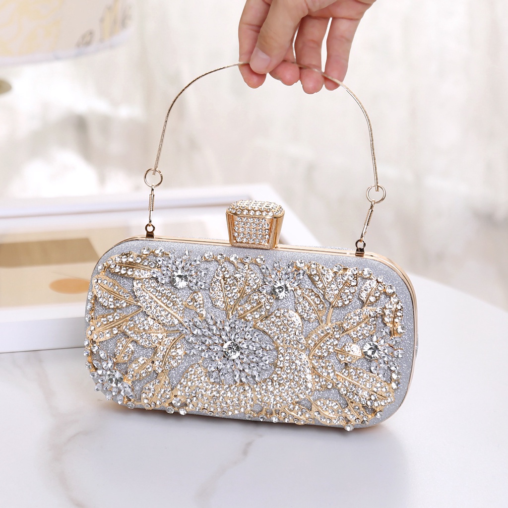 Crystal Flower Women Crystal Clutch Evening Bag Wedding Party Diamond ...