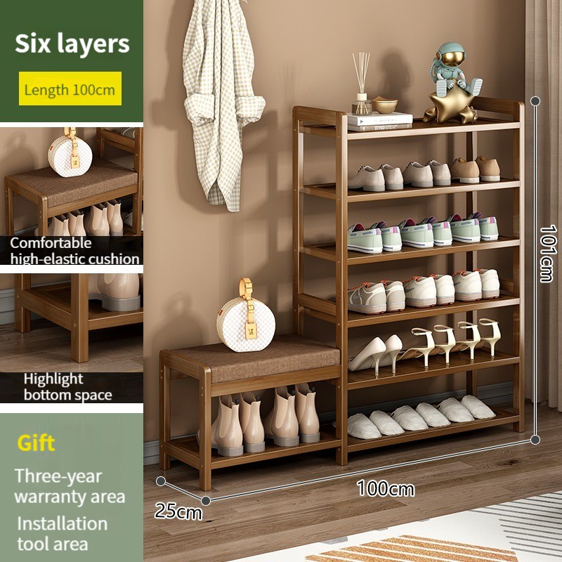2in1 Shoe Rack Wooden with Bench Shoe Changing Stool shoe cabinet Soft ...