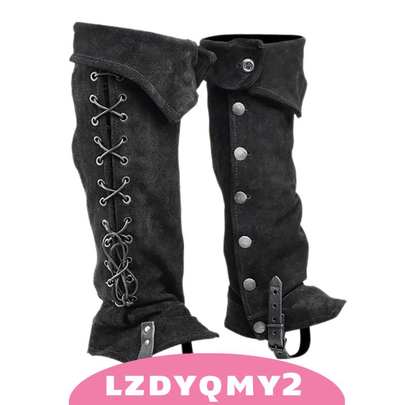 [lzdyqmy2] Faux Leather Medieval Knight Boot Covers Spats Waterproof ...