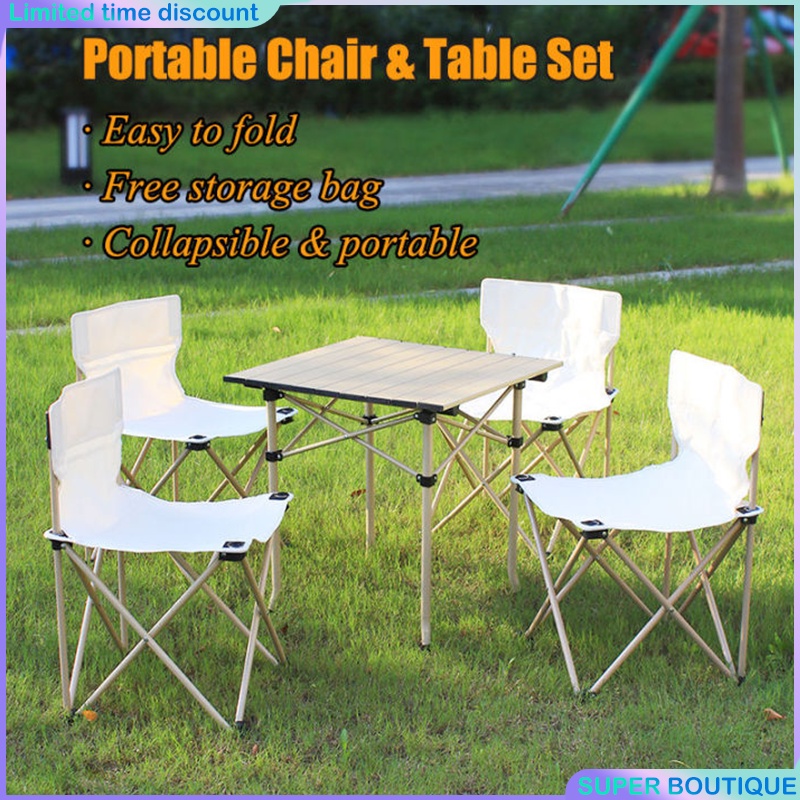 Portable Folding Chair Footrest Aluminum Alloy Foldable for Camping Picnic