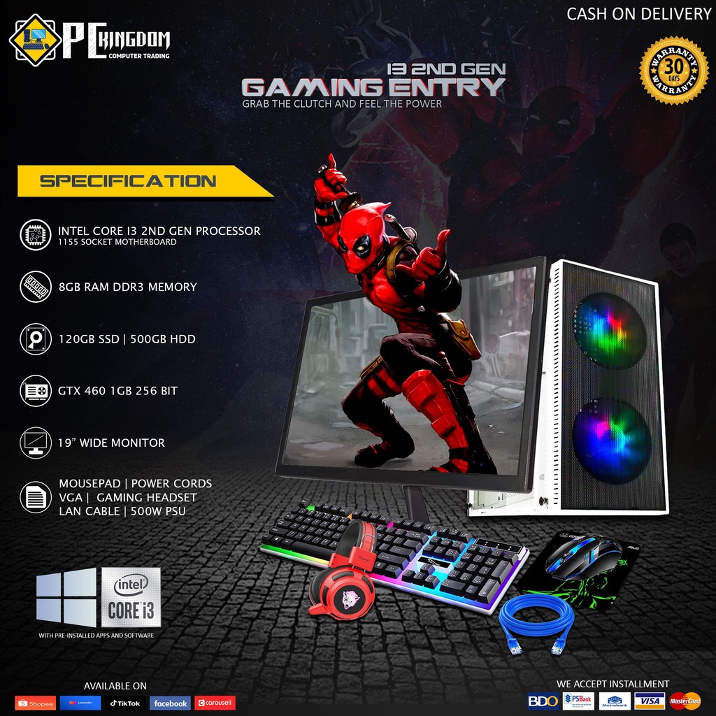 GAMING PC 8GB ram DDR3 120gb SSD/500gb HDD GTX 460/560 GPU 19 WIDE