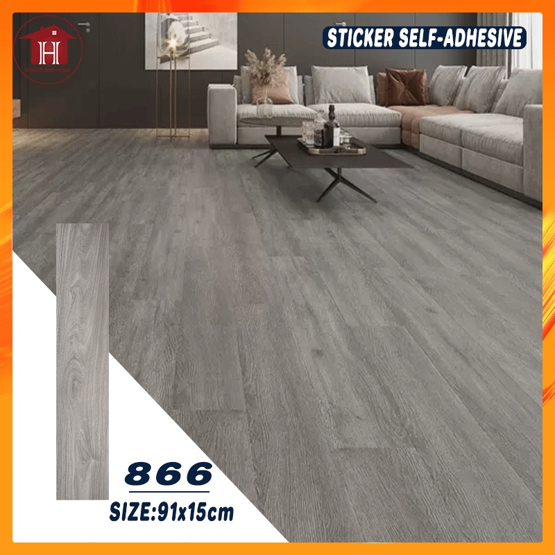PVC Wooden 91×15cm Thick Vinyl Tiles Floor Mat Sticker Waterproof Self ...