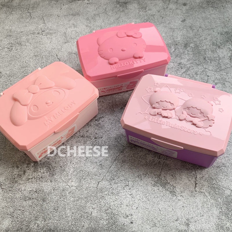sanriokitty Melody Storage Box With Hello kitty cartoon flip cosmetic  cotton jewelry multi-purpose dust-proof storage box desktop finishing box