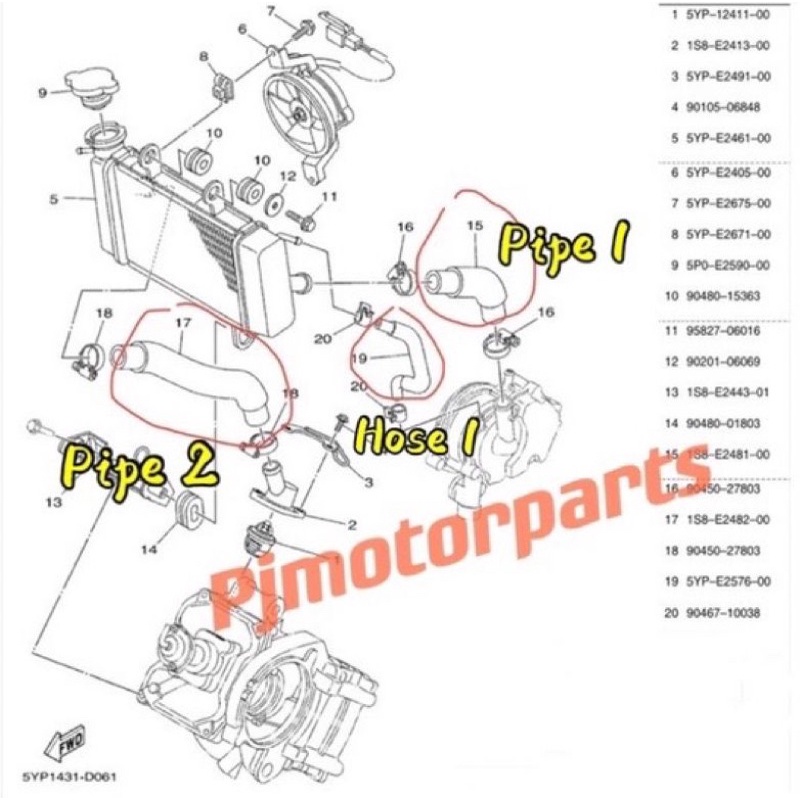 LC135 LC 135 New 4S 5S V1-V7 Hose Radiator Coolant / Coolant Tangki ...