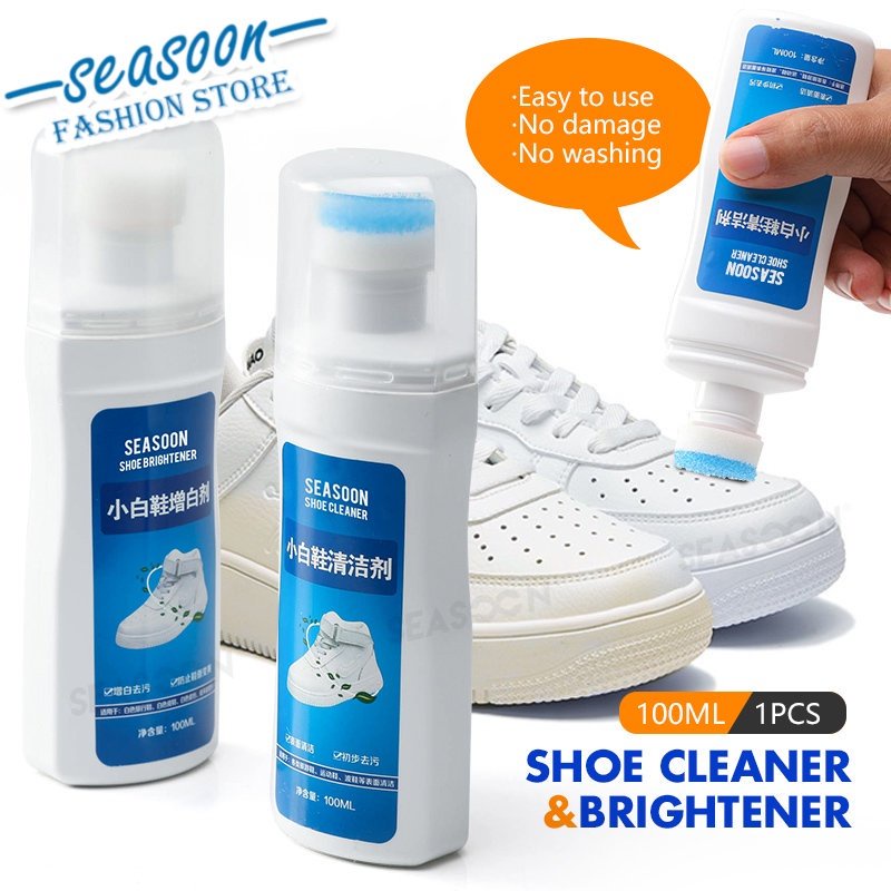 100ml White Shoe Cleaner Brightener Cleaning Magic Shoes Powder Yellow Edge  Whitening Sneakers Brush