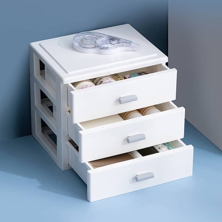 Mini Desk Storage Box Stationary Jewelry Cosmetic Drawer Cabinet Table ...