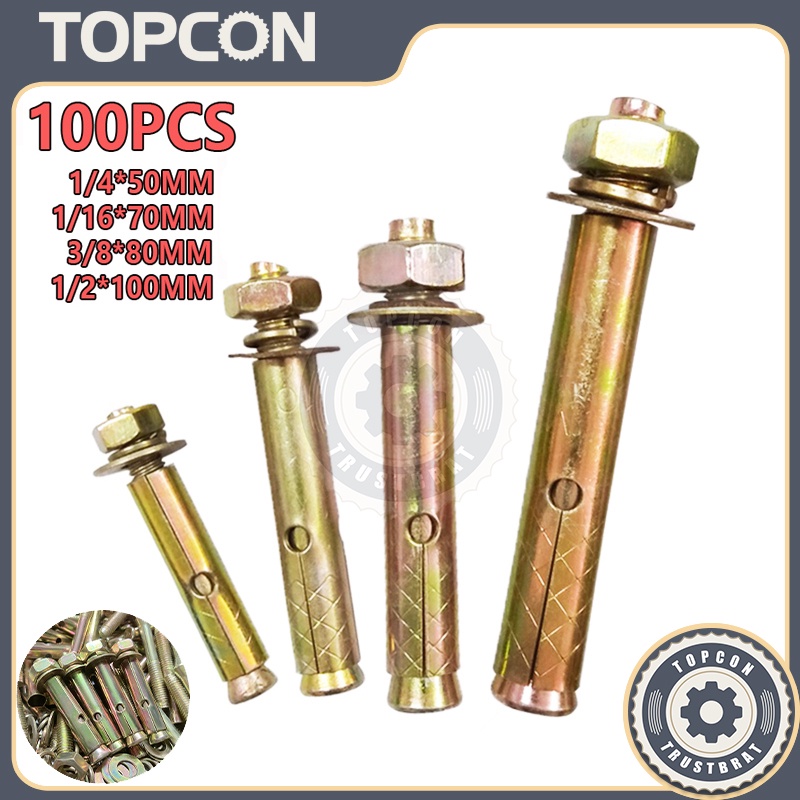 10-Pack Hex Expansion Bolt, M12x200mm Colored Galvanized Iron-Carbon