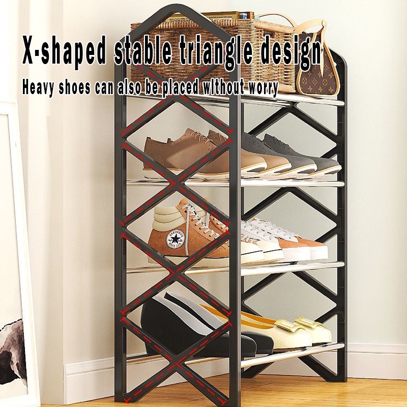 【COD】X-shaped Multi-level Simple Storage Shoes Rack 4 Layers Home Kids ...