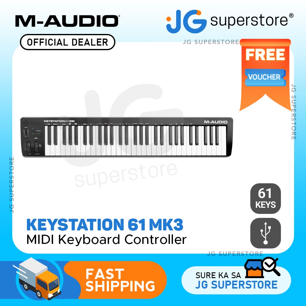 M-Audio Keystation 61 MK3 Compact MIDI Keyboard Controller with 61 Keys ...