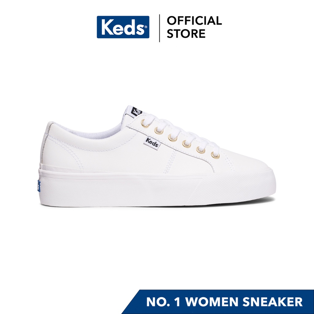 Keds Women's Jump Kick Duo Leather Sneaker White (WH64960) Shopee