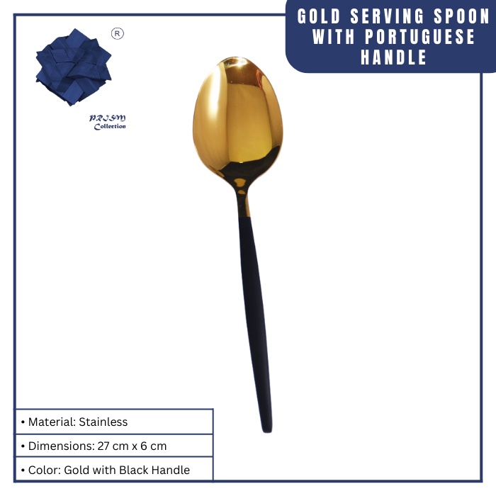 7957BK Gold Serving Spoon with Portuguese Handle Black Shopee Philippines