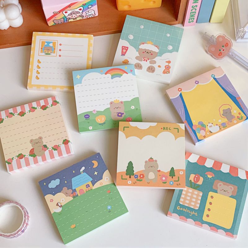 100 Sheets Kawaii Bear Memo No Stickiness Note Pads Paper Daily To Do ...