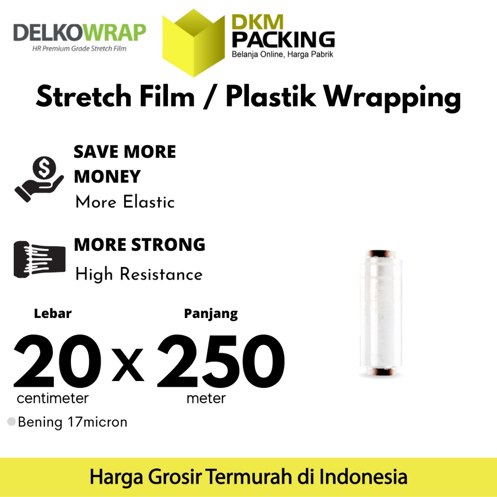 Plastic Wraping Stretch Film 20Cm X 250M Delkowrap Clear Premium Thick ...
