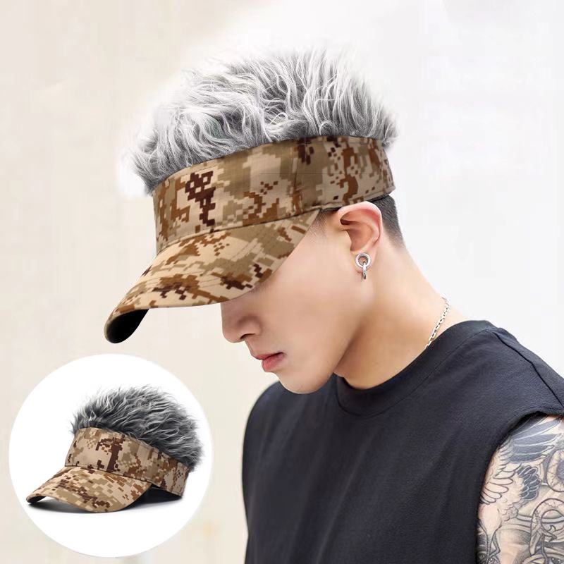 Men's Fake Hair Korean Style KPOP Fashion Hat For Boy Men Camouflage