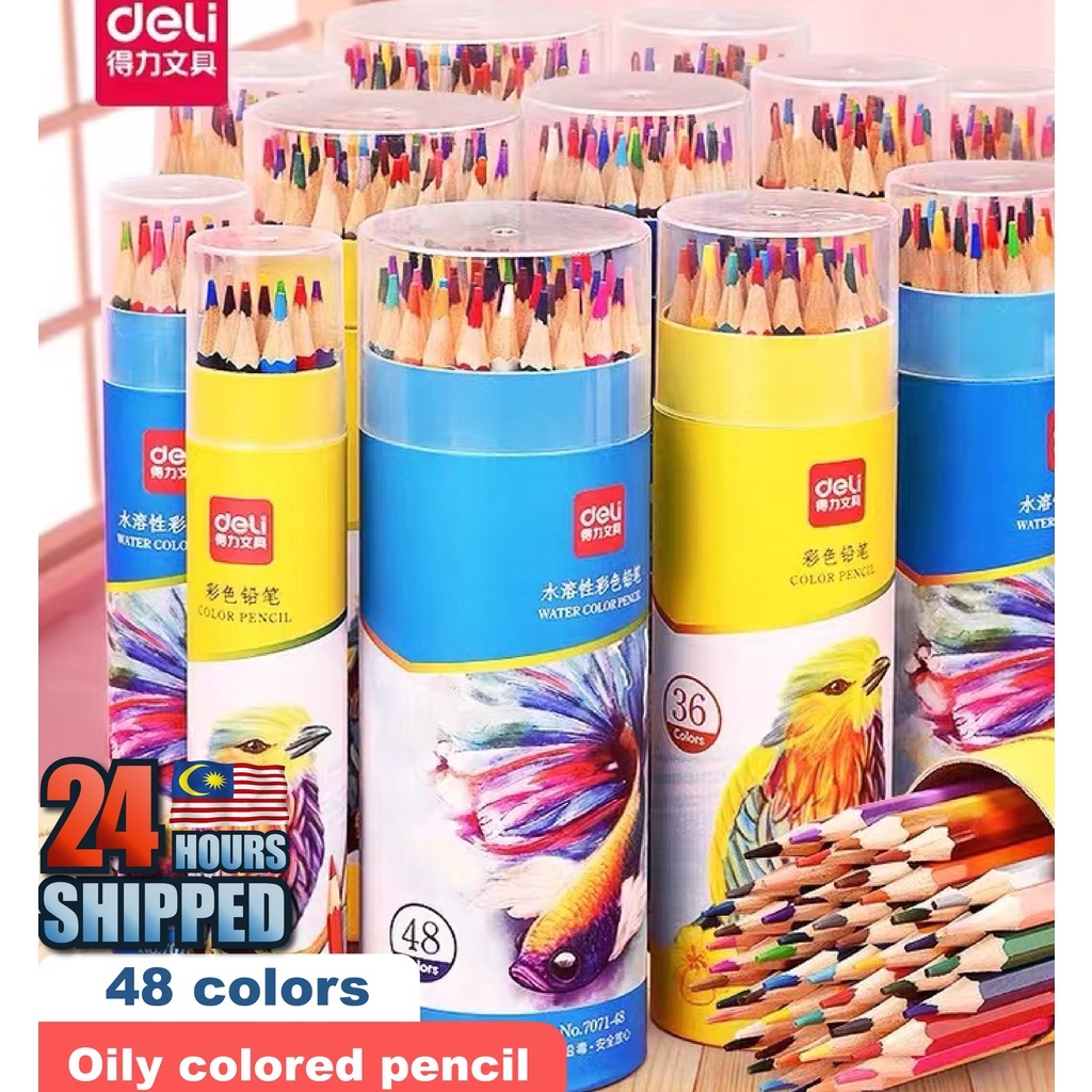 DELI 48 Color Drawing Pencils for Kids with Sharpener