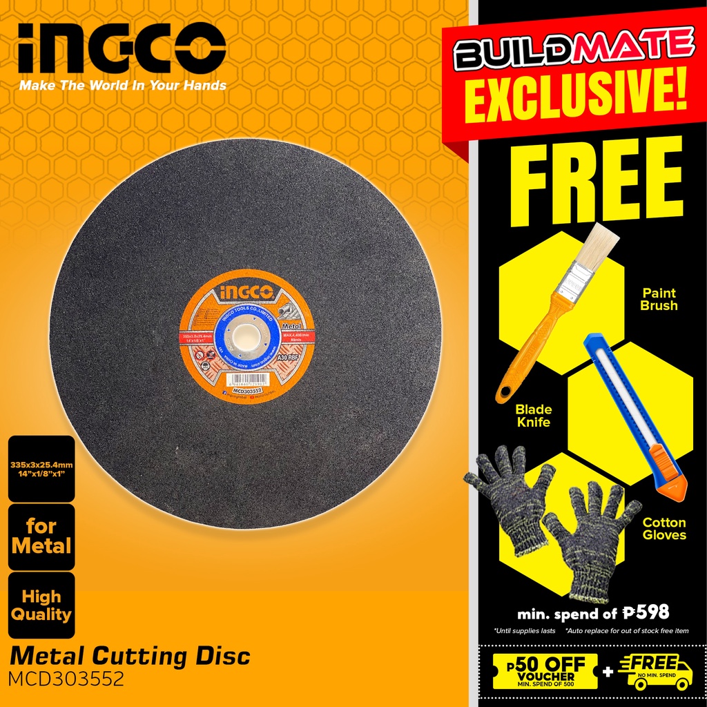 Buildmate Ingco Abrasive Metal Cutting Disc Chopsaw Chop Saw Metal Cut Single Ply Mcd