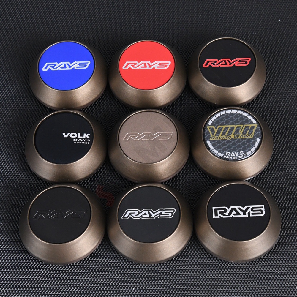 4pcs Rays Center Rim Cap 60mm Clip Diameter Volk Emblem Sticker Bronze