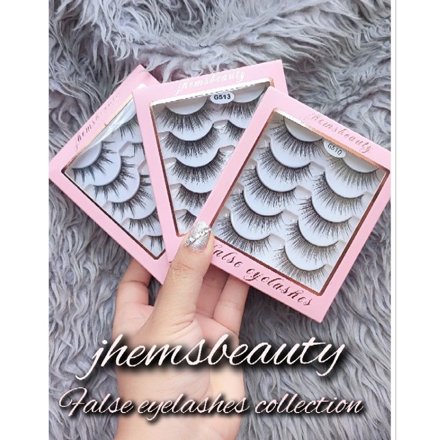 jhemsbeauty high quality false EyeLashes 5 pairs reusable | Shopee ...