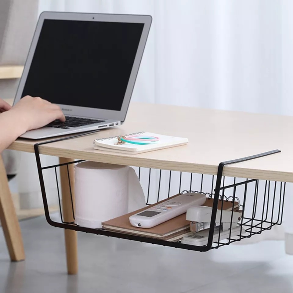 Desk Wire Organizer Metal Iron Desk Cabinet Storage Rack Under Table ...