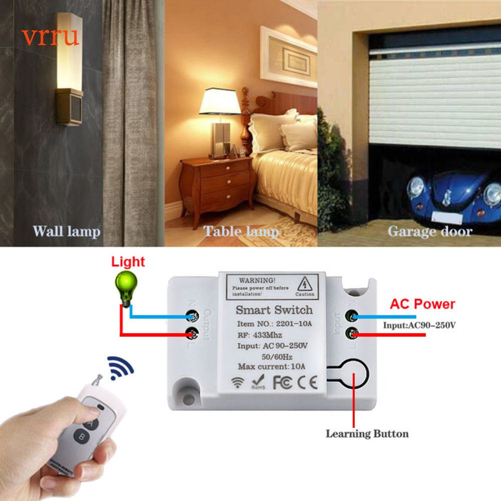 Wireless Smart Switch Rf 433mhz Wall Panel Switch With Remote Control ...