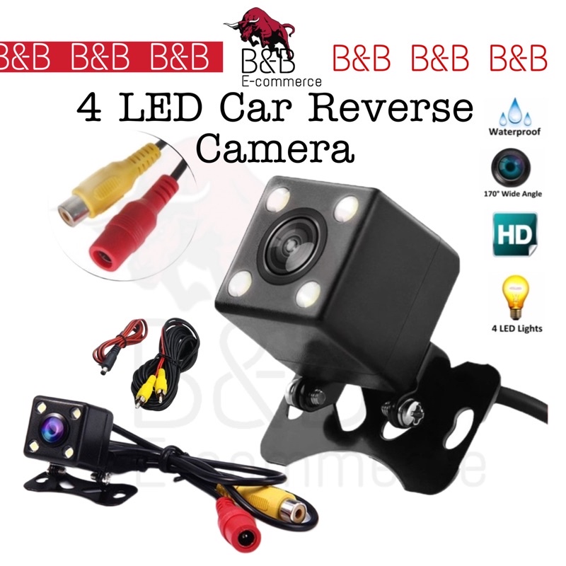 Car Reverse Camera 4 Led Night Vision Rear View Full HD Parking Camera ...