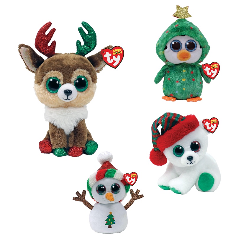 15cm Ty Beanie Boos Christmas Series Plush Toys Elk Penguin Snowman